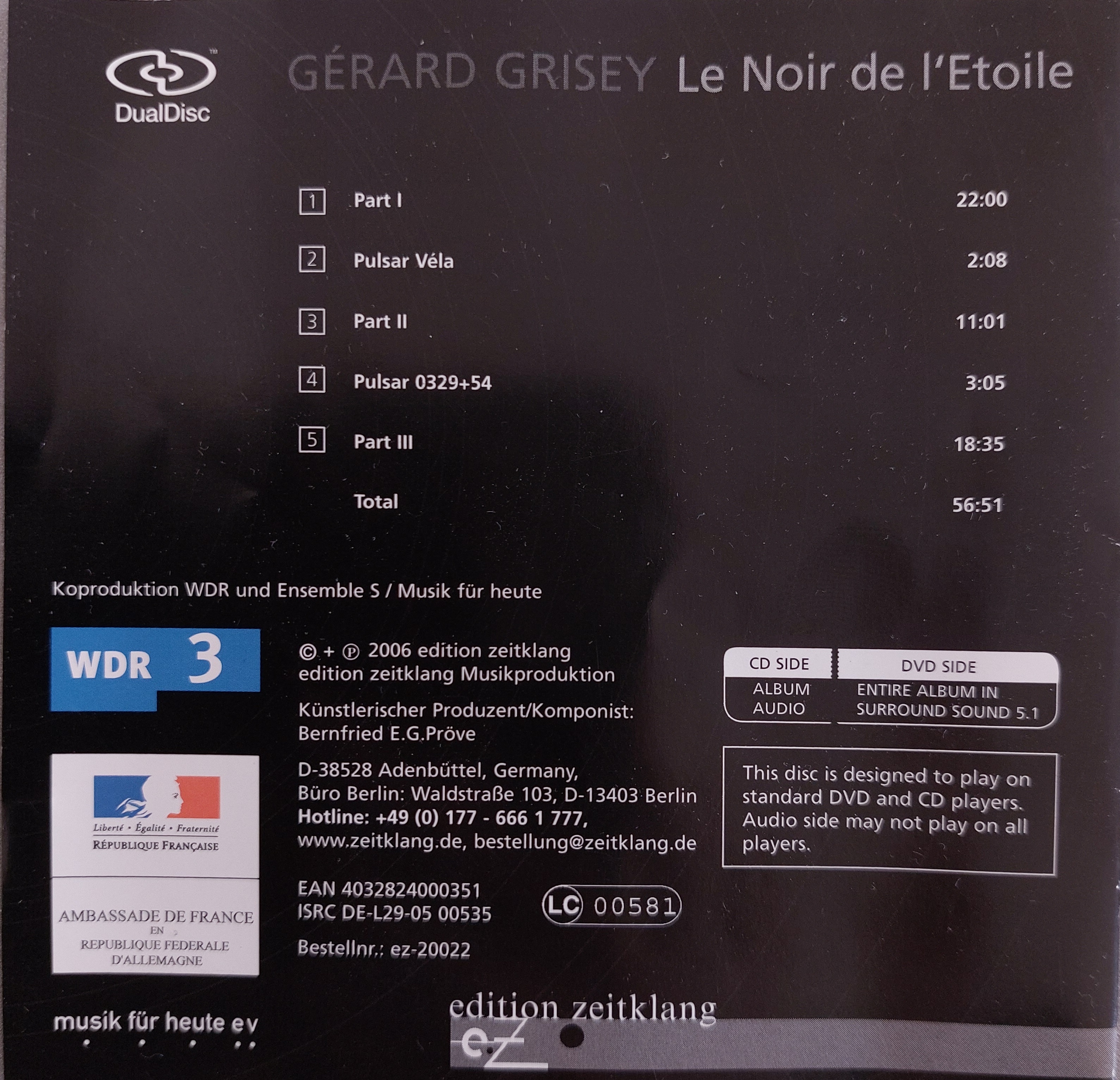 Ensemble S CD, Grisey, Le Noir de l'étoile Ensemble S CD, Grisey, Le Noir de l'étoile